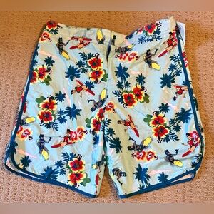 NWT DC Comics Light Blue Surfboard Print Men's Board Shorts, Sz XXL
